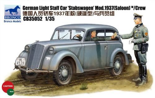 Bronco Models CB35052 German Light Staff Car Stabswagen Mod. 1937(Saloon)w/crew (2 Figures)