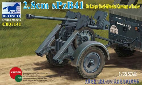 Bronco Models CB35141 2.8cm sPzb41 On Larger Steel-Wheeled carriage w/Traile
