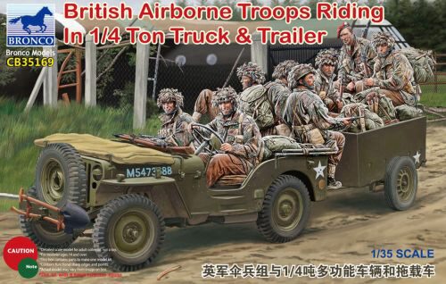 Bronco Models CB35169 British Airborne Troops Riding In 1/4Ton Truck & Trailer