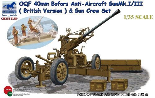 Bronco Models CB35111SP OQF Bofors 40mm Anti-Aircraft Gun Mk. Mk.I/III (British Army)&Gun Crew Set