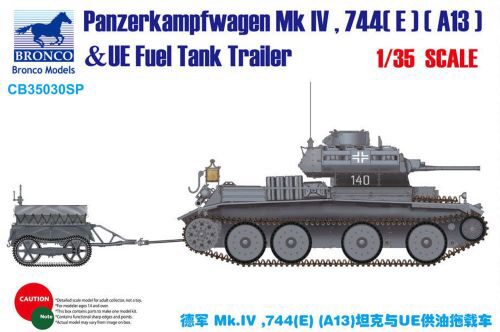 Bronco Models CB35030SP Panzerkampfwagen Mk.IV,744(E)(A13)& UE Trailer