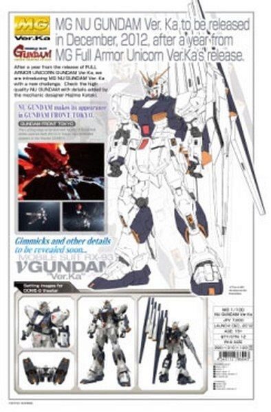 BANDAI 3674 1/100 MG Gundam Nu Ver Ka