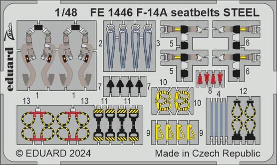 Eduard Accessories FE1446 F-14A seatbelts STEEL  GREAT WALL HOBBY