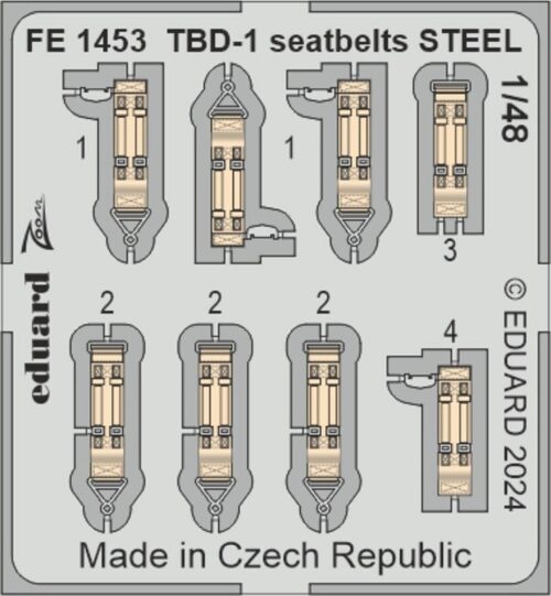 Eduard Accessories FE1453 TBD-1 seatbelts STEEL  HOBBY BOSS