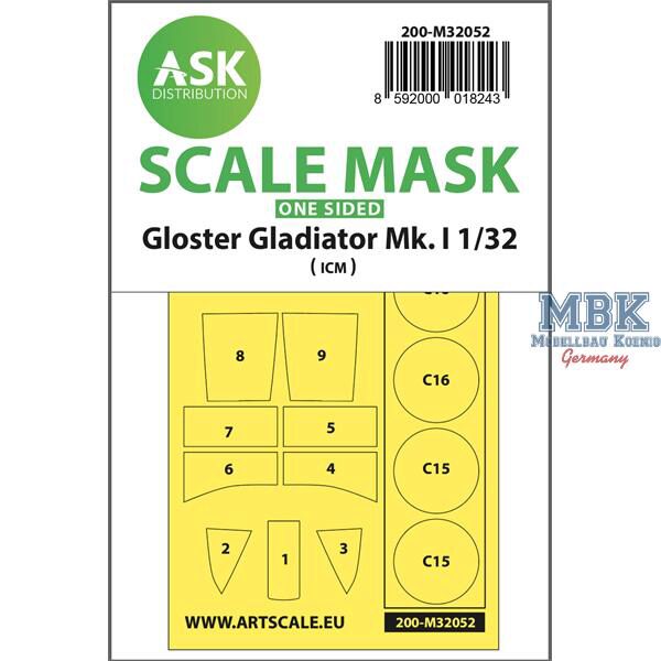 Artscale ASK200-M32052 Gloster Gladiator Mk.I one-sided painting masks