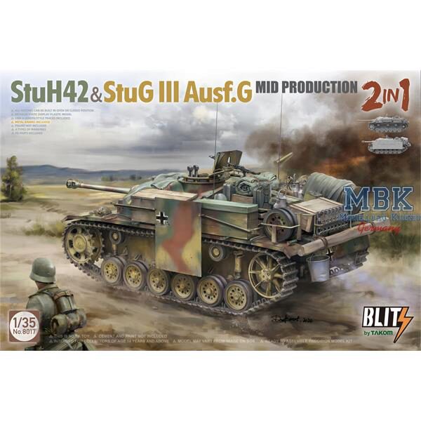 TAKOM MODEL TAK8017 StuH42&StuG III Ausf.G Mid Prodution 2 in 1