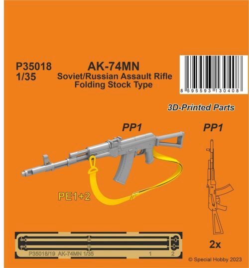 Special Hobby 129-P35018 AK-74MN Soviet/Russian Assault Rifle / Folding Stock Type 1/35 (2 pcs.) 1st Century AD