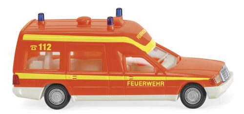 Wiking 60701 Feuerwehr Krankenwagen MB Binz, tagesleuchtrot