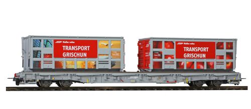 Bemo 2291120 RhB R-w 8210 Tragwagen "Bündner Güterbahn" Apfel & Hafen