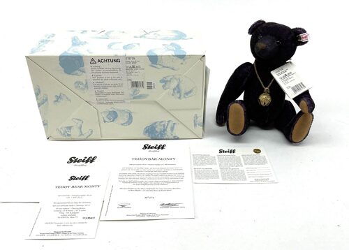 Steiff 035739 *Teddybär Monty limitiert 2012  1500 Stück  28 cm Mohair aubergine