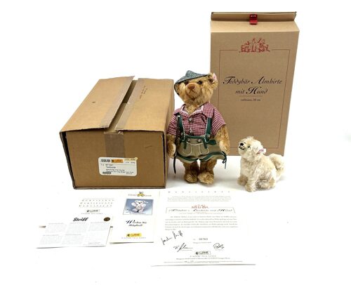Steiff 671241 *Teddybär Almhirte mit Hund 30 cm