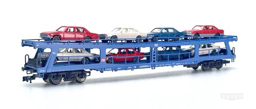 Fleischmann 5291 *DB Autotransportwagen, blau, beladen mit 8 Autos