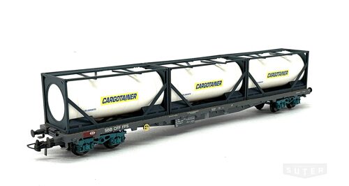 HAG 396 *SBB Flachwagen Sgs mit 3 CARGOTainer Tankcontainer  weiss