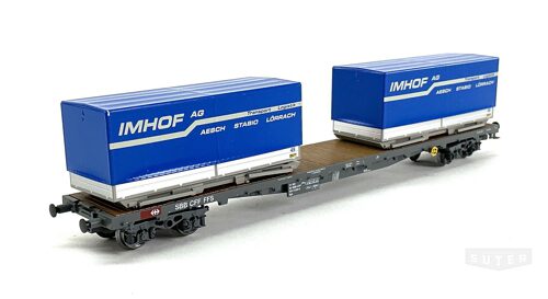 HAG 73040 *SBB Flachwagen mit Planecontainer Imhof