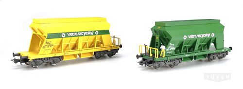 Liliput 240026 *SBB Schüttgutwagen Set 2tlg. Vetro recyvling   grün und gelb