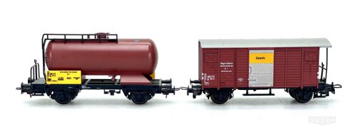 Lot 10788 *Spur H0  SBB Oelwehr Set Kesselwagaen und ged. Güterwagen braun