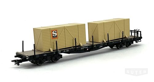 Liliput 235753 *DB Flachwagen mir Bremserhaus und Kisten beladen