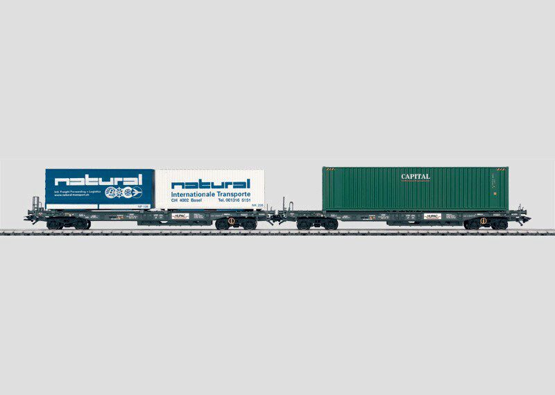 Märklin 47449 *SBB 2x Känguruh-Wagen mit Container nautral + capital
