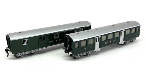 Lot 10033 *Spur 0 Konvolut  HAG SBB Gepäck- und Personenwagen Blech 2tlg
