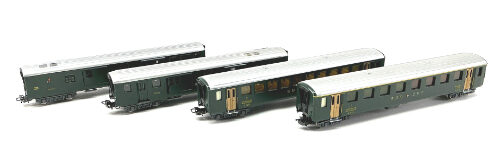 Lot 11079 *Spur H0 Konvolut HAG SBB Personen + Gepäckwagen  4tlg