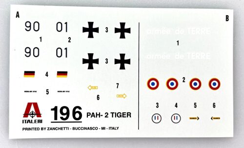 Italeri D196 *Decalbogen 1:72  Helikopter PAH-2 Tiger   5 x 9cm