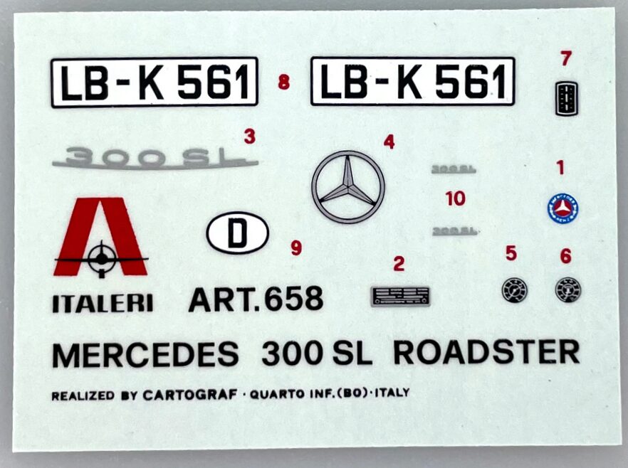 Italeri D658 *Decalbogen 1:24 Auto 3 x 4cm