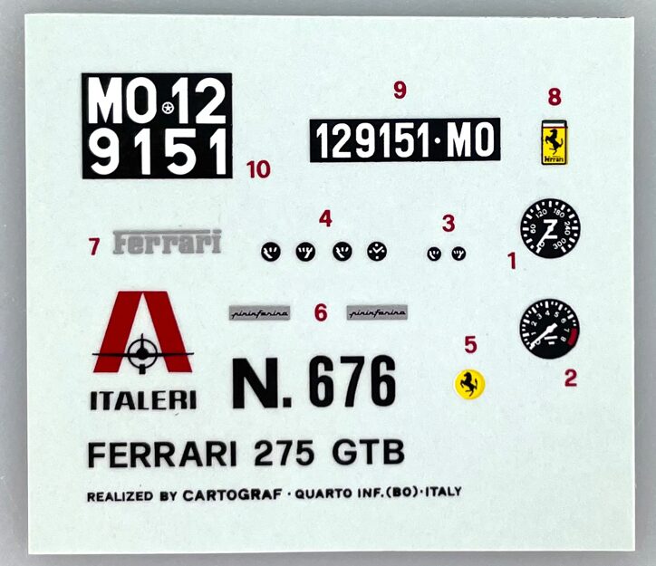 Italeri D676 *Decalbogen 1:24 Auto 4 x 5cm