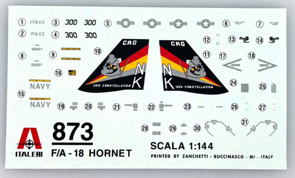 Italeri D873 *Decalbogen 1:144 Flugzeug 5 x 9cm