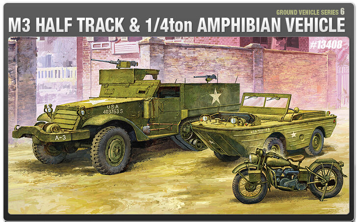 ACADEMY 13408 1/72 M3 U.S. Halftrack e 1/4ton Amphibian Vehicle