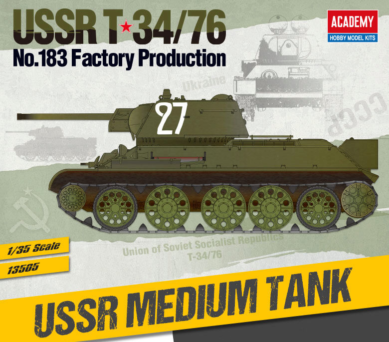 ACADEMY 13505 1/35 USSR T-34/76 No.183 Factory Production