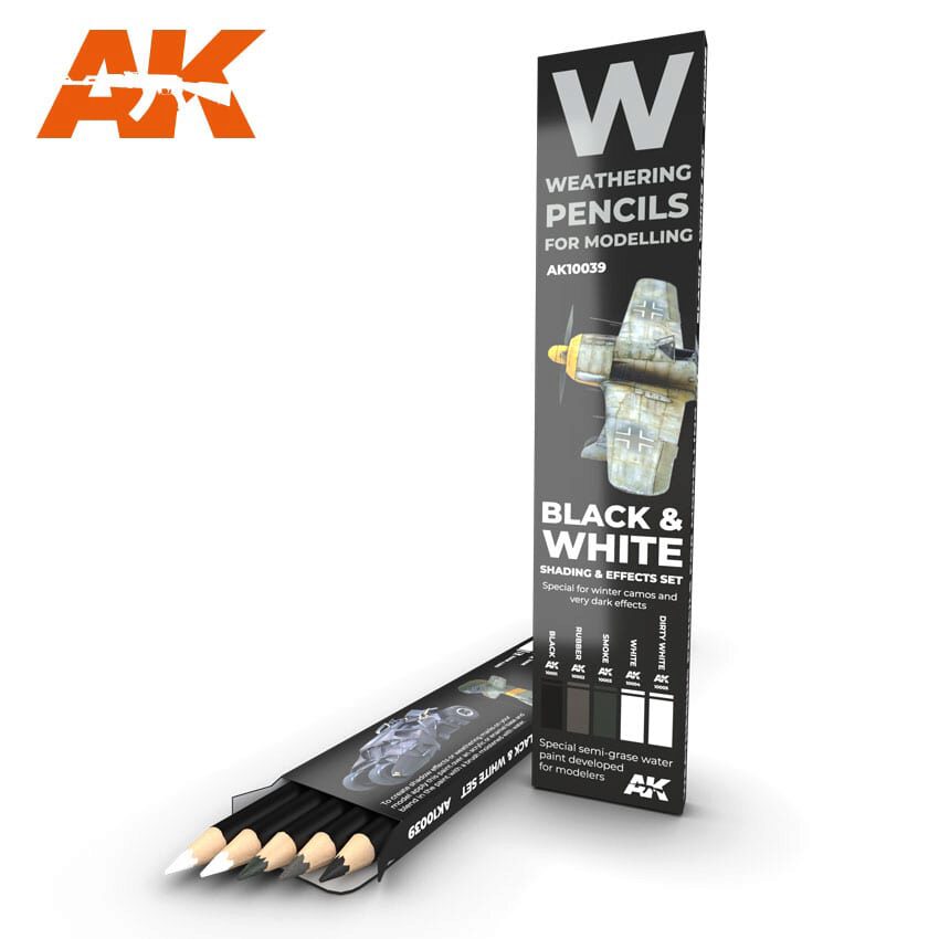 AK AK10039 WATERCOLOR PENCIL SET BLACK AND WHITE