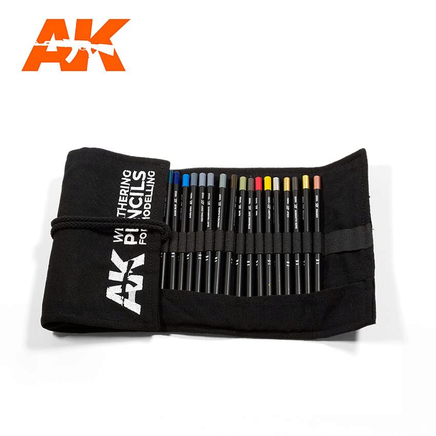 AK AK10048 WEATHERING PENCILS FULL RANGE CLOTH CASE (37 waterpencil colors)
