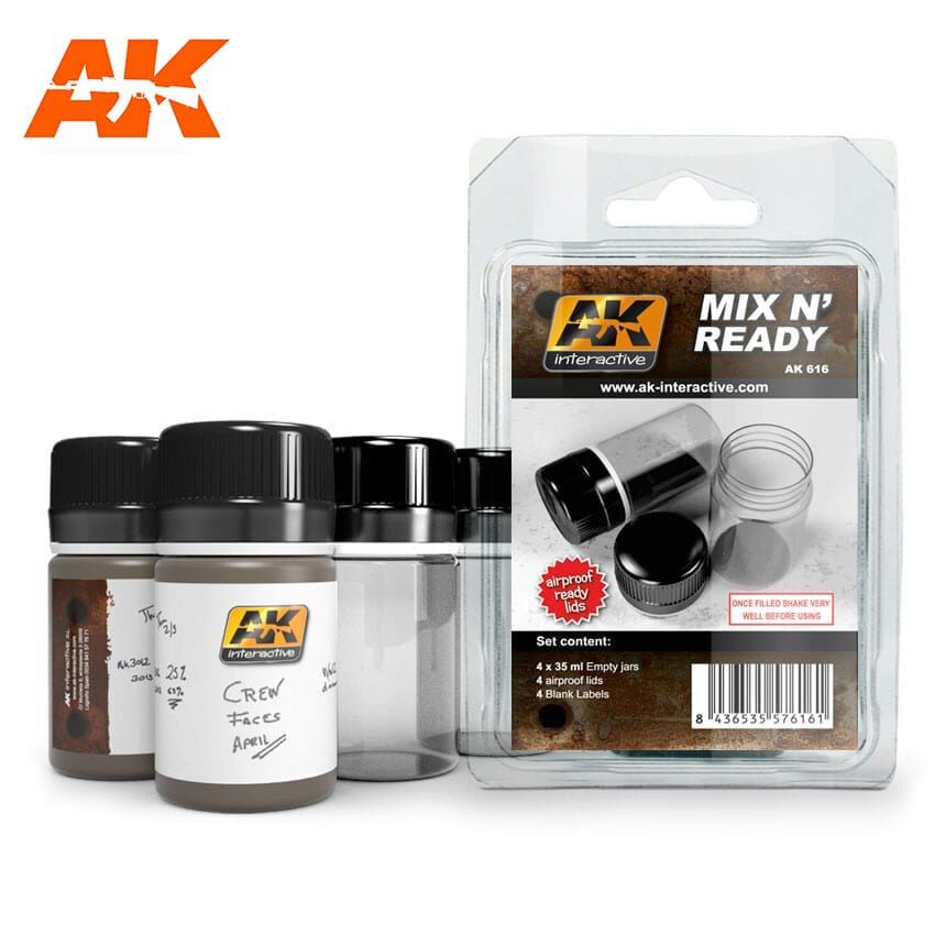 AK AK616 MIX N READY (4 EMPTY JARS WHITH LABELS)