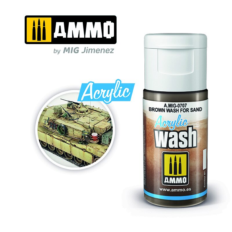 Ammo AMIG0707 ACRYLIC WASH Brown Wash for Sand
