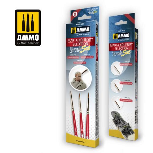 Ammo AMIG7609 Marta Kolinsky Selection Brush Set