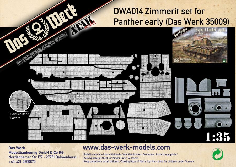 Das Werk A014 Zimmerit Set für Panther early (DB pattern)