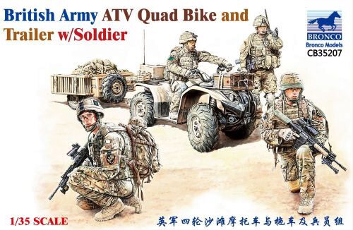 Bronco Models CB35207 British Army ATV Quad Bike and Trailer w/Soldier