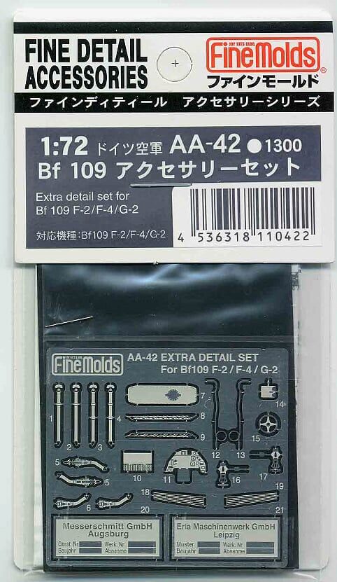 Fine Molds  FMAA42 1/72 Extra Detail Set For Bf 109 F-2 / F-4 / G-2