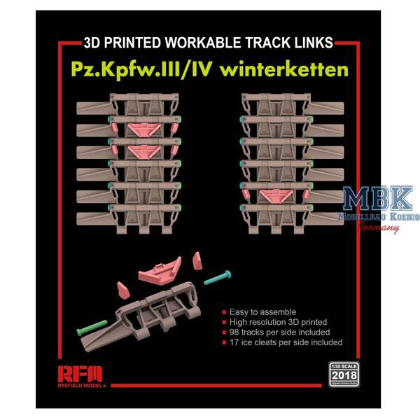 Rye Field Model 2018 Tracks for Pz.III/IV Winterketten (3D printed)