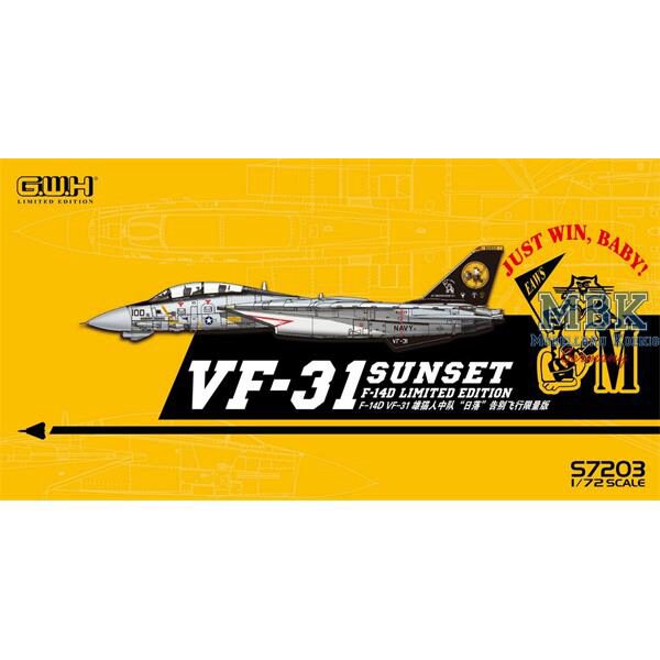 GREAT WALL HOBBY S7203 Grumman F-14D Tomcat VF-31 "Sunset" limited ed.