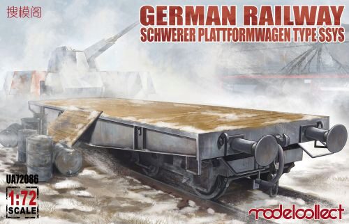 Modelcollect UA72086 German Railway Schwerer Plattformwagen Type ssys 1+1 pack