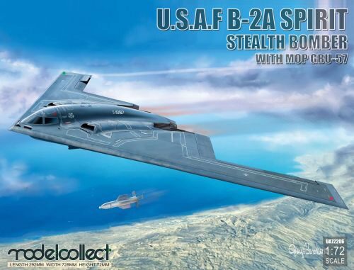 Modelcollect UA72206 USAF B-2A Spirit Stealth Bomber with Mop GBU-57