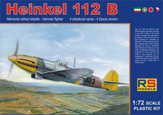 RS MODELS 92062 Heinkel 112 Hungary (4 decal v. for Hungary, Czech, GB, Japan)