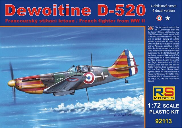 RS MODELS 92113 Dewoitine D-520 Vichy (4 decal v. for Vichy, USA)