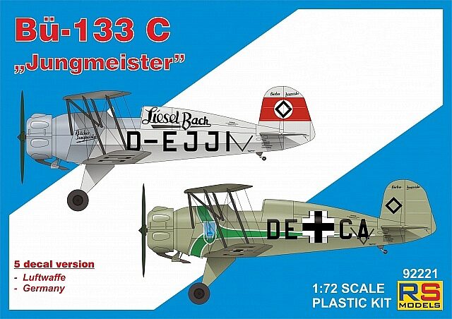 RS MODELS 92221 Bucker 133 C "Jungmeister" 5 decal v. for Luftwaffe, Germany with photo etched parts