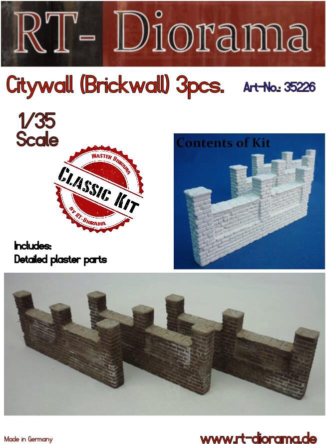 RT-DIORAMA 35226s Citywall Brickwall (3 pcs.) [Standard]