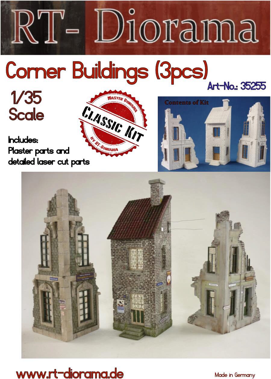 RT-DIORAMA 35255s Corner Buildings (3 pcs.) [Standard]