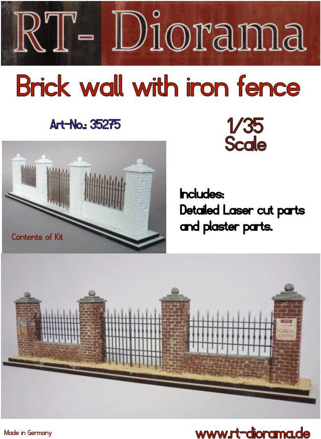 RT-DIORAMA 35275s Brick Wall with Iron Fence [Standard]