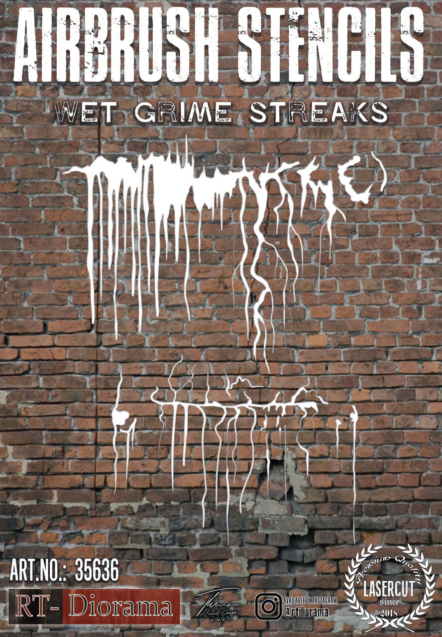 RT-DIORAMA 35636 Stencil: Wet Grime Streaks