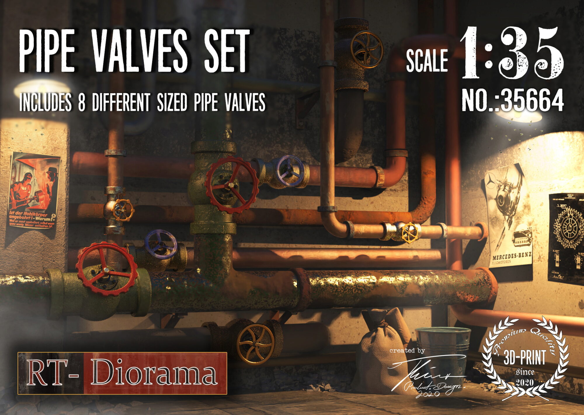 RT-DIORAMA 35664 Pipe Valves Set